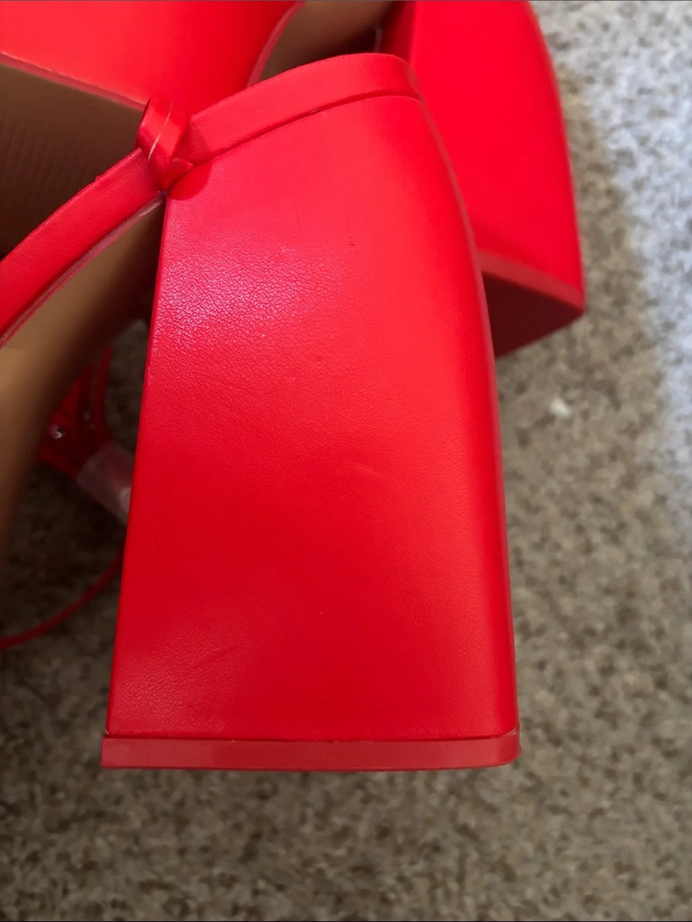 Public Desire Red Rhinestone Chunky Platform Heels